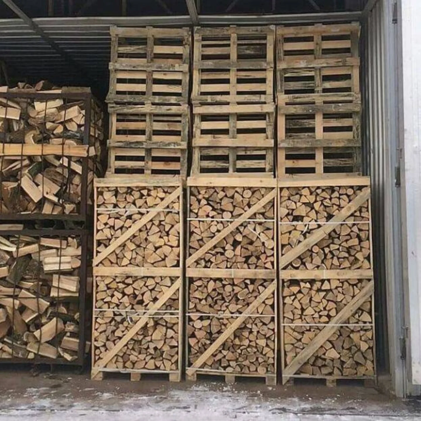 Kiln-dried hardwood firewood split logs ready for delivery